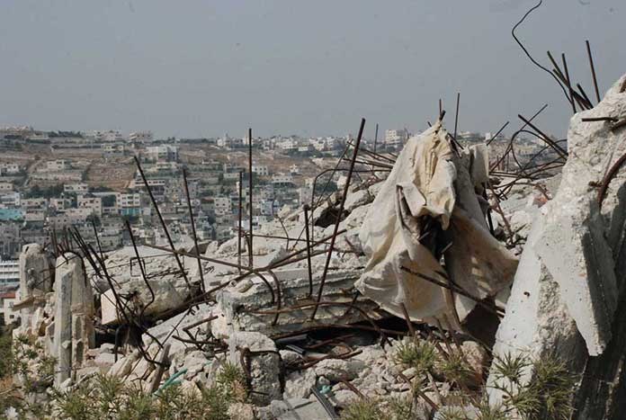 A demolished home in the Occupied West Bank.