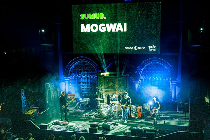 Mogwai performing at Amos Trust's Sumud fundraising concert at Union Chapel in London on 18th April, 2024