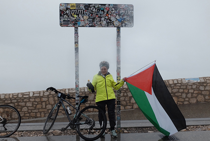 Anne M Jones at the summit of Mont Ventoux.