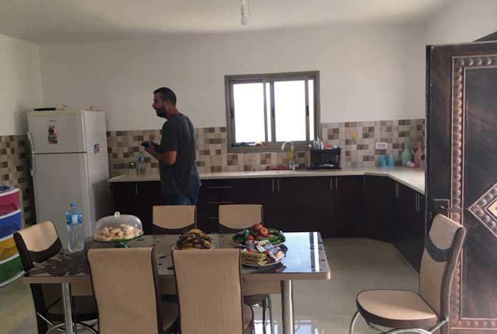 Inside a newly rebuilt Palestinian home.