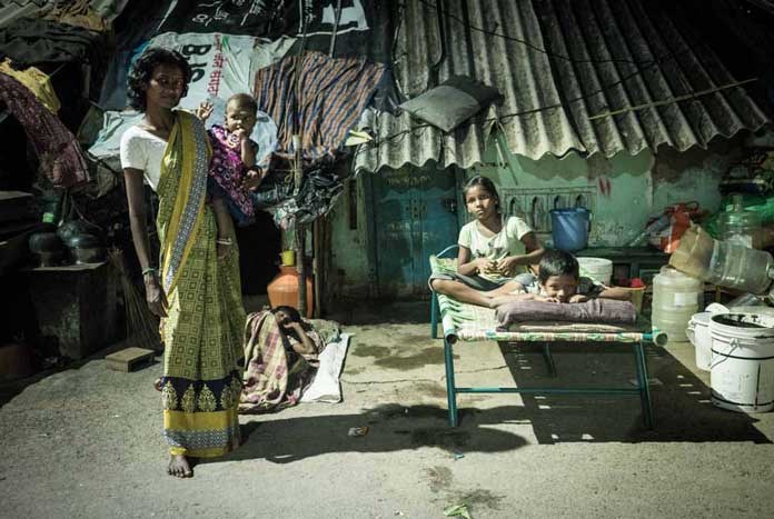 A pavement-dwelling family in Chennai, India
