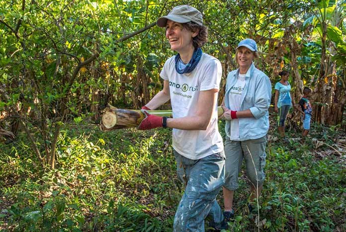 Caroline Bone and friend working in the forest in rural Nicaragua.
