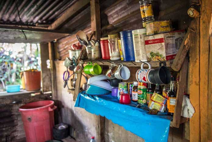 A kitchen built from recycled materials at Cepana Farm in rural Nicaragua