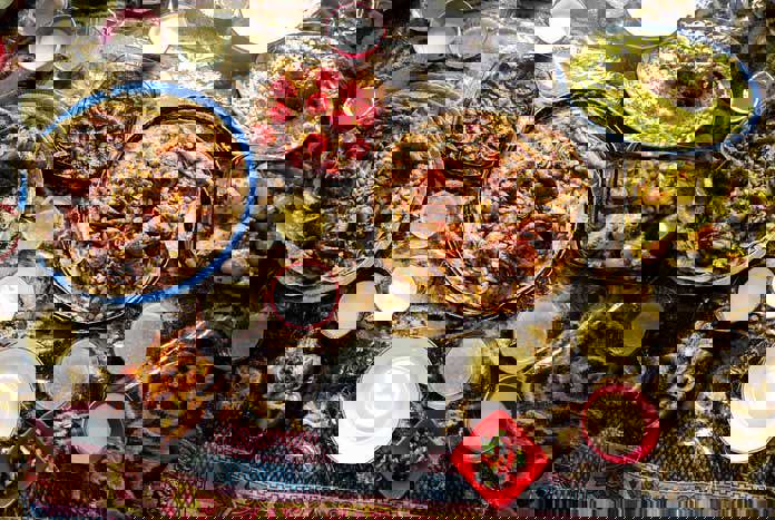 A table full of Palestinian food