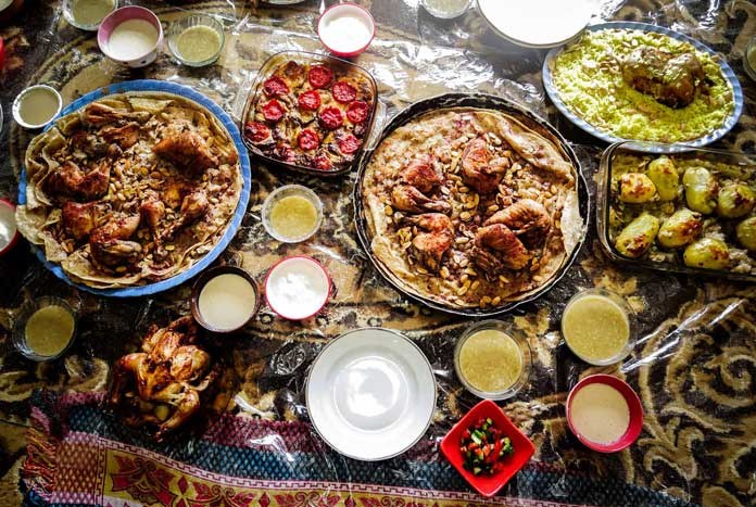 A table full of Palestinian food
