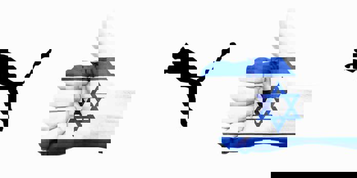 The Puma sportswear logo sits next to an Israeli 'thumbs up' flag