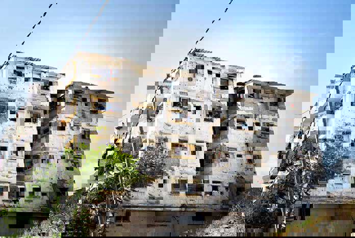 A bombed-out building in Gaza