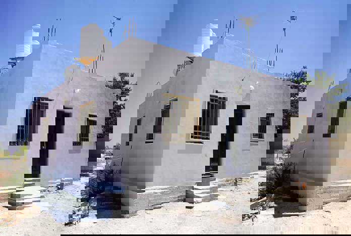 A rebuilt Palestinian home that had once been destroyed by the Israeli army.