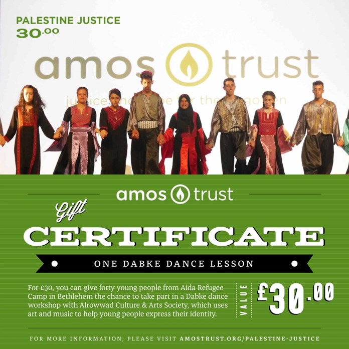 A Gift Certificate from Amos Trust.