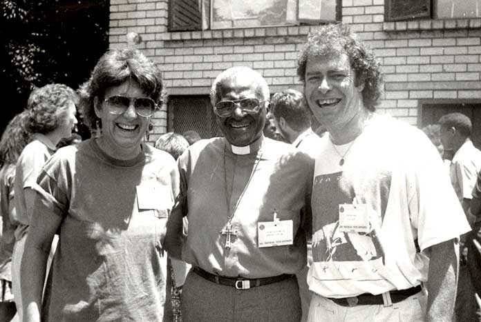 Archbishop Desmond Tutu with Gill and Garth Hewitt in South Africa