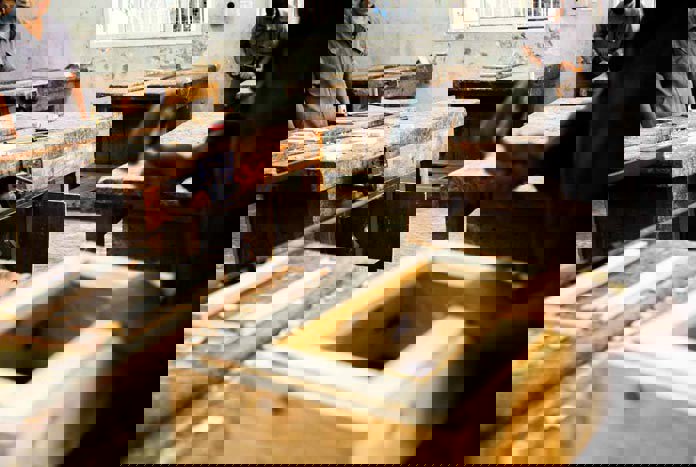 A woodworking class in Gaza.