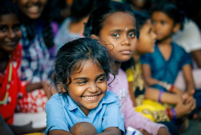 Young Indian children from the street-dwelling communities of Chennai, India.