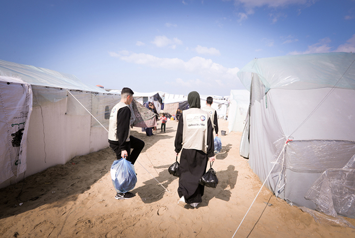 Food aid being delivered to Gaza by the Welfare Association.