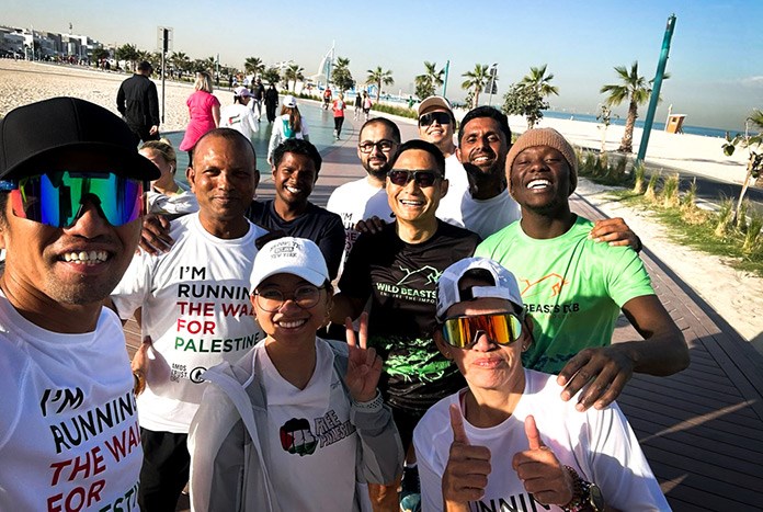 Runners in Dubai taking part in Amos Trust’s Run The Wall in March 2024