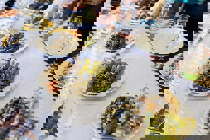 A table full of Palestinian food.