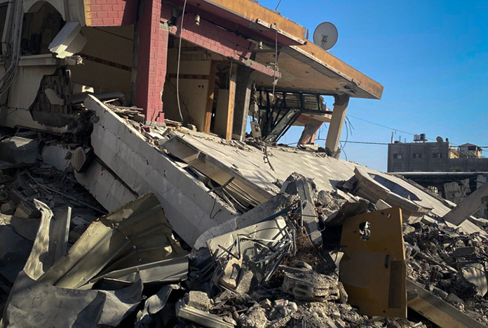 The bombed-out remains of one of the Al Ahli Arab Hospital buildings in Gaza City
