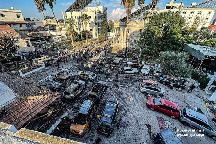 Al Ahli Arab Hospital in Gaza City after it was bombed on 17th October 2023.