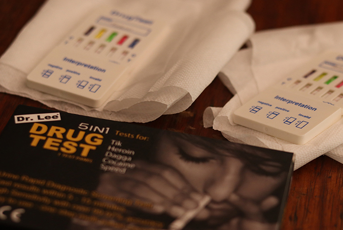 A drug testing kit.